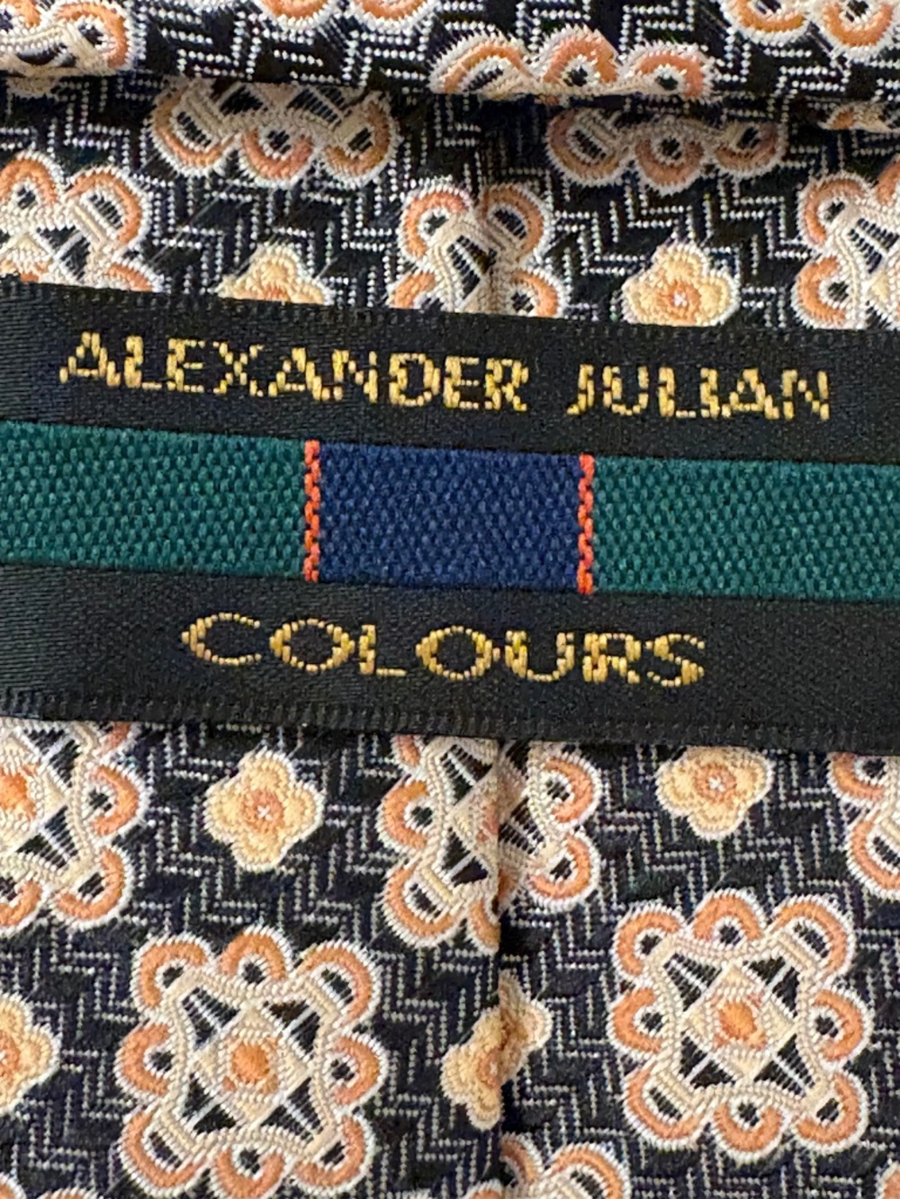 Vintage Alexander Julian Colours Geometric Medallion Men's Necktie